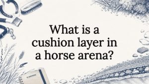 Decorative title card illustration with equestrian tools and materials