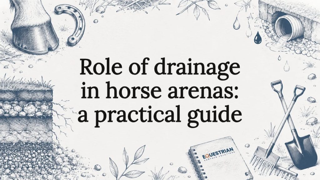 Decorative title card illustration for horse arena drainage