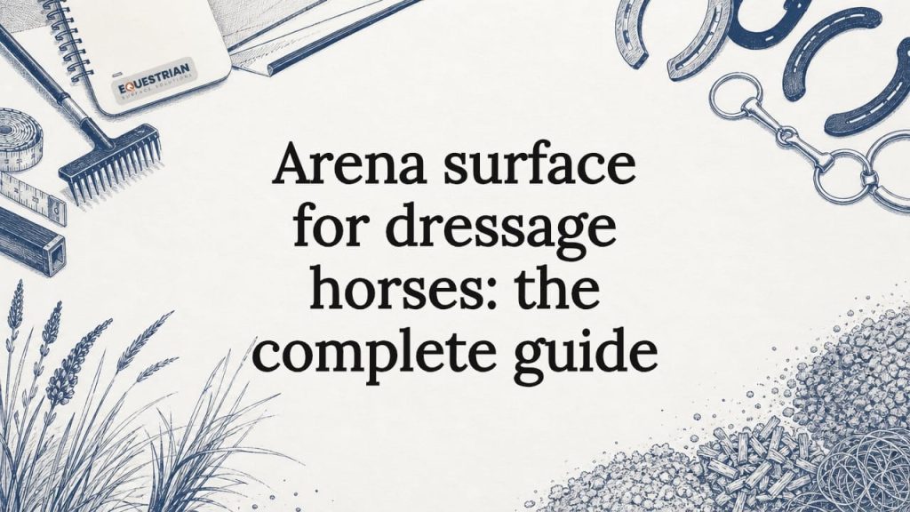 Decorative title card illustration for dressage arena article