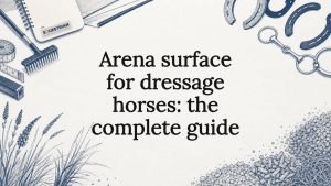 Decorative title card illustration for dressage arena article